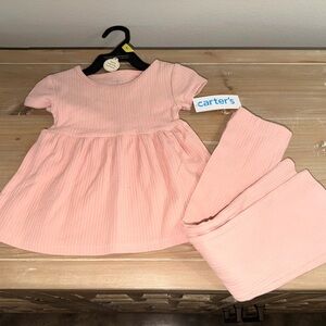 NWT Carter's Blush Pink Dress and Flare Leggings Set